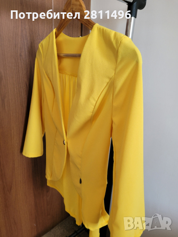 Дамско официално пролетно сако от шифон - жълт цвят, снимка 4 - Сака - 44953773