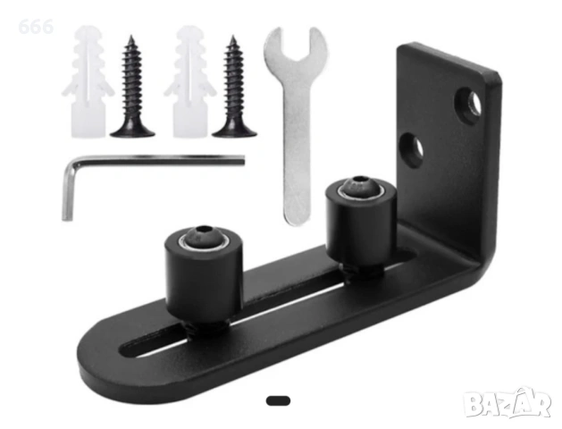 Водач за под за плъзгащи се врати, релсова система, от въглеродна стомана, регулируем, 2 колела