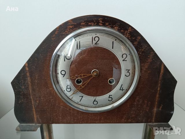 Стар английски механичен каминен часовник, снимка 1 - Антикварни и старинни предмети - 46371271
