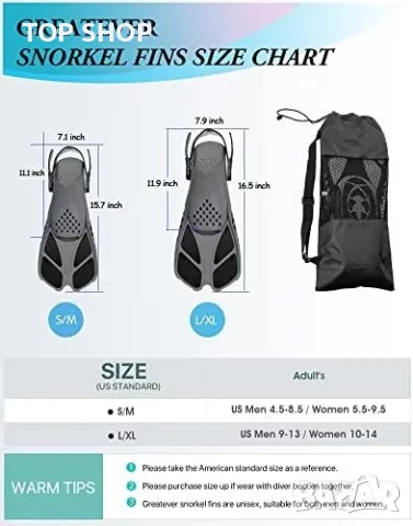 Нови плавници с отворена пета Регулируеми катарами Мъже Жени, снимка 5 - Водни спортове - 49658543