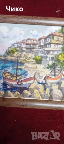 Рисувана малка картинка за стена, снимка 3 - Антикварни и старинни предмети - 52587178