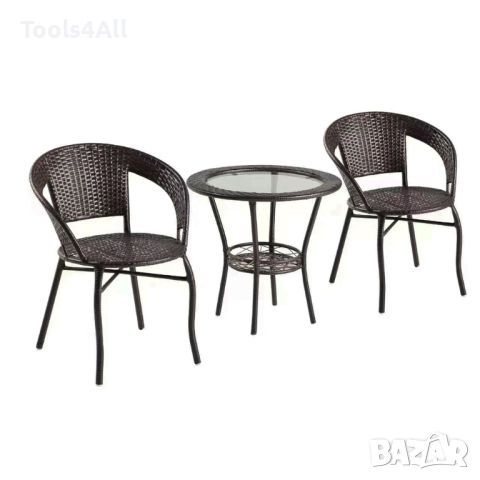 Ратанов комплект Маса и 2 стола, 3 цвята, снимка 2 - Градински мебели, декорация  - 45216147