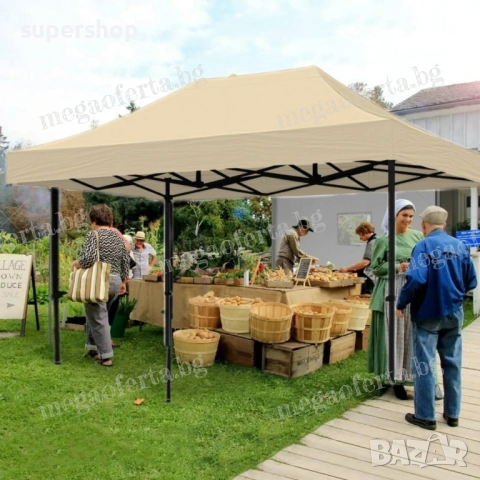 Градинска Шатра 3х4.50 с Усилена Конструкция и Гумирано Покривало, снимка 9 - Градински мебели, декорация  - 53849372