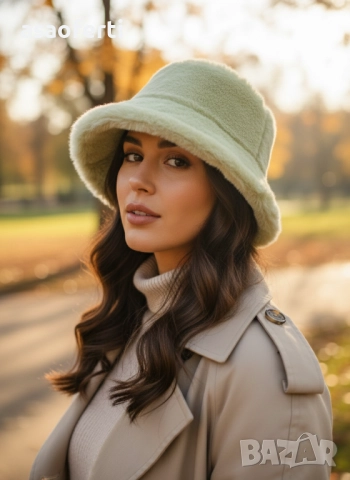 👒 Пухкава Есенно-Зимна Шапка (Bucket Hat) – Топла и Стилна