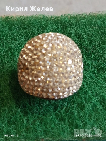 Коктейлен сребърен пръстен инкрустиран с множество кристали стил и елегантност 54183