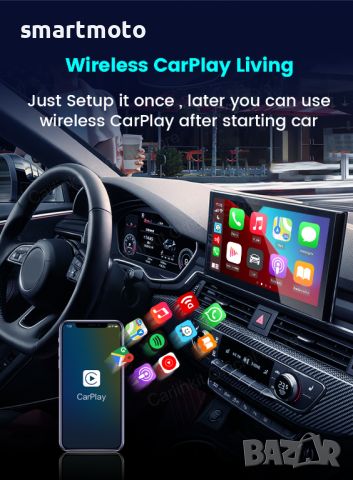 Carlinkit 4.0 за безжичен CarPlay Box Android автоматичен карплей, снимка 2 - Приемници и антени - 45251967