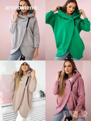 Дамски суичър с къс цип, 4цвята 