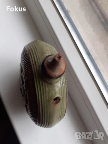 Стар български възрожденски павур керамика бъклица крондир, снимка 4 - Антикварни и старинни предмети - 54070470