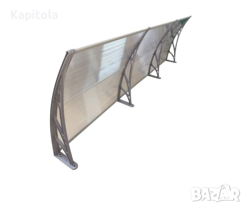 Навес от поликарбонат 300см × 120см - Сив/Прозрачен