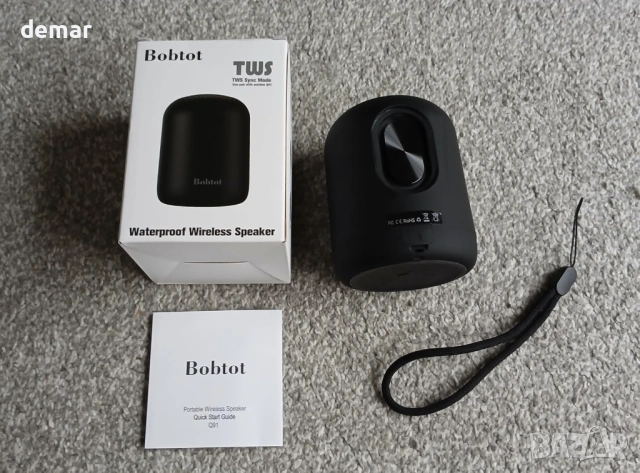 Преносим Bluetooth високоговорител Bobtot безжичен, водоустойчив, вграден микрофон, черен, снимка 8 - Bluetooth тонколони - 53778797