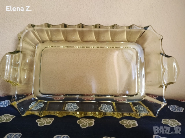 Винтидж сет кехлибарено жълто стъкло САЩ 30-те, снимка 6 - Антикварни и старинни предмети - 54076558