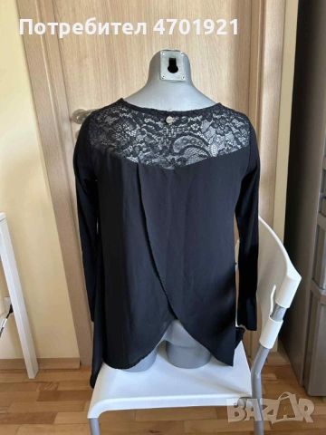 Черна дамска блуза Francomina, снимка 3 - Блузи с дълъг ръкав и пуловери - 53215741