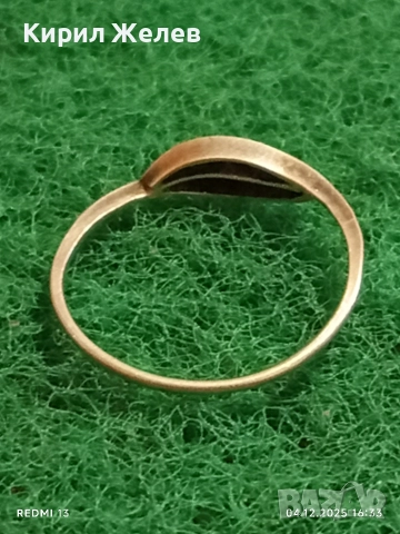 Елегантен нежен сребърен пръстен с черен емайл много красив 52414, снимка 6 - Пръстени - 52652514