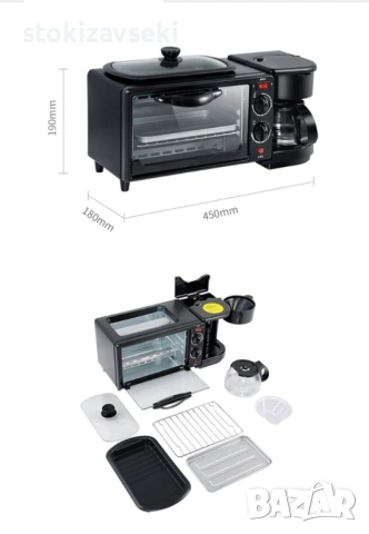 Многофункционална Печка, тостер фурна  и кафемашина – 3в1 , снимка 3 - Печки, фурни - 54046376