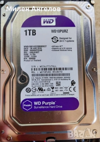 Твърд диск WD HDD 1 TB, PURPLE версия,за видео наблюдение, снимка 2 - Други - 51708478