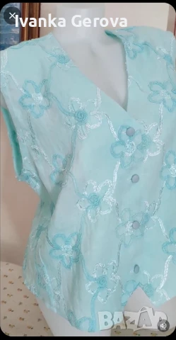 Дамска ленена блуза без ръкави, снимка 4 - Корсети, бюстиета, топове - 50983302