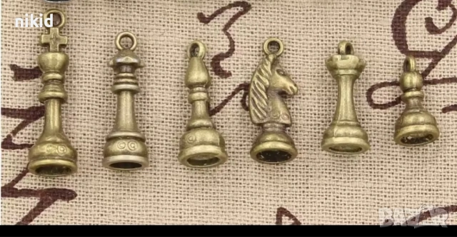 6 бр Шахматни шахматна шах метални висулки за бижу бижута колие обеци 