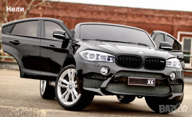 Двуместен джип Лицензиран BMW X6M 12V C MP3 с меки гуми с 2 Кожена седалка за 2 деца, снимка 11 - Детски велосипеди, триколки и коли - 46818739