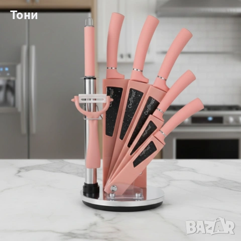 Комплект кухненски н о ж о в е 8 в 1 с въртяща се стойка Cheffinger за подредена кухня, снимка 3 - Прибори за хранене, готвене и сервиране - 53189560