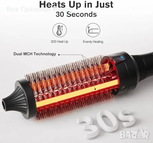 Нова Йонна нагряваща четка K&K – турмалин, керамика, 2 в 1 стайлер коса, снимка 6 - Други - 49693222