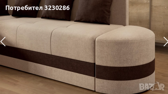 Разтегателен ъглов диван , бежов + кафяв, снимка 4 - Дивани и мека мебел - 52854137