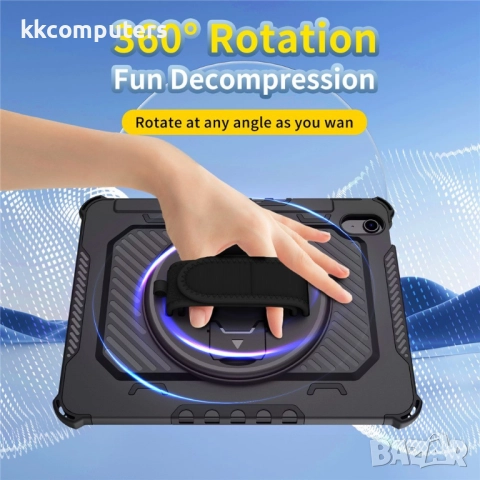 Калъф и Протектор за Apple iPad (2025) / 10.9 (2022) със Стойка, Ръчна Дръжка и Слот за Писалка | Уд, снимка 9 - Калъфи, кейсове - 52038744