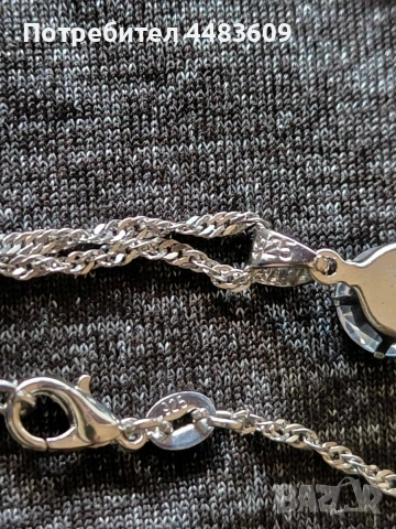 Сребърно колие с бял цирконии , снимка 2 - Колиета, медальони, синджири - 53759382