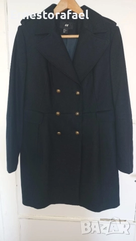 Вълнено палто h&m, черно, снимка 2 - Палта, манта - 51732884