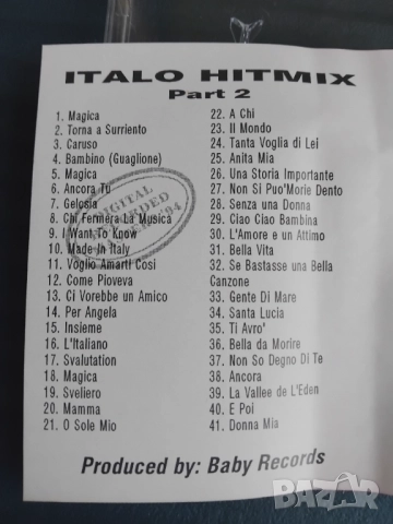 Italo Hitmix (Baby Records) - аудио касета музика, снимка 2 - Аудио касети - 52426572