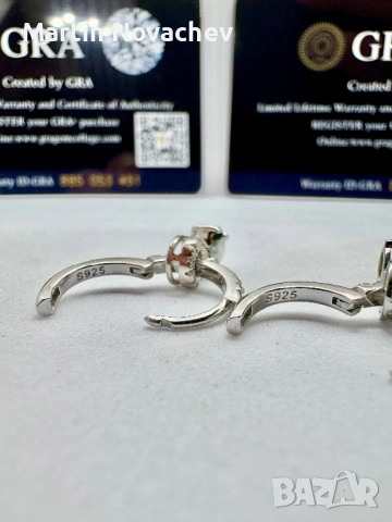 Сребърни обеци с мойсанит (Диамант) 0.5 карата, снимка 6 - Обеци - 53725579