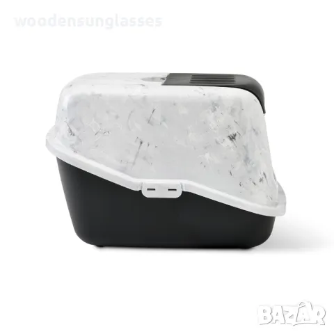 Голяма закрита котешка тоалетна с вратичка Savic Nestor Marble grey white cat toilet home A8100-MAGZ, снимка 11 - За котки - 48269964