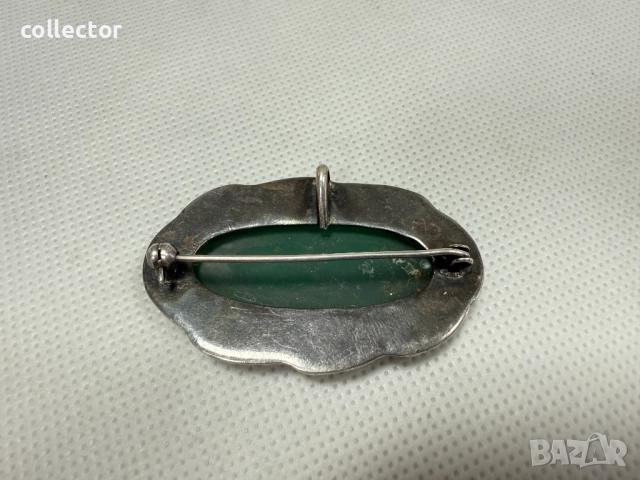 Сребърна брошка с Ахат и Марказити. №7650, снимка 4 - Колиета, медальони, синджири - 52563800