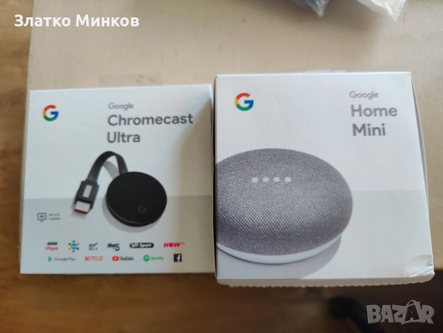 Google Chromecast Ultra 4K и Google Home mini , снимка 1 - Плейъри, домашно кино, прожектори - 45301570