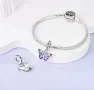 Сребърен талисман висулка 925 Pandora Sparkling Butterfly , снимка 2