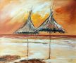 Картина "Чадъри на плажа", худ. А. Симеонов, снимка 2
