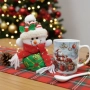 Празничен подаръчен комплект с чаша, лъжичка и снежен човек – готов за подаряване, снимка 1