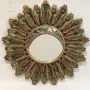 Кръгло декоративно огледало с паунови пера, снимка 1