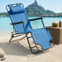 Сгъваем син шезлонг с възглавница - комфорт и релакс, снимка 1