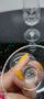 Винтидж сет от тънкостенен кристал чаши. Плътен златен кант, декор лозов лист. , снимка 11