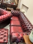 Табуретка, фотьойл и троен диван Chesterfield Oxblood., снимка 7