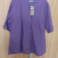 Нова лилава, памучна риза с къс ръкав , снимка 1 - Ризи - 45254857