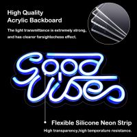 Good Vibes Neon Sign - Светодиодна табела с USB захранване, 33 х 18 см, снимка 5 - Лед осветление - 45672153