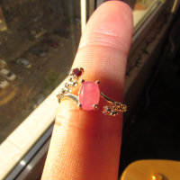 925 малък сребърен пръстен с рубин 7x5мм, тегло 2гр. , снимка 3 - Пръстени - 44942720