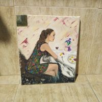 Картина " Жената " с маслени бои и акрил, снимка 5 - Картини - 41374241