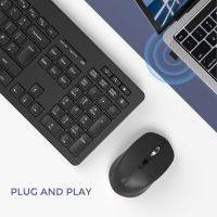 Комплект безжична клавиатура и мишка, 2,4 GHz USB клавиатура, мишка, пълен размер QWERTY клавиатура, снимка 2 - Клавиатури и мишки - 45372462