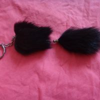 Ключодържател/Аксесоар/Висулка за чанта от естествен косъм лисица в черно, снимка 2 - Други - 45342895