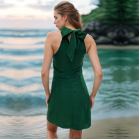 Елегантна дамска едноцветна рокля без ръкави, снимка 4 - Рокли - 45024818