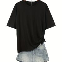 Дамска тениска за пролет и лято с къс ръкав, кръгло деколте и принт на мече, снимка 11 - Тениски - 45724999