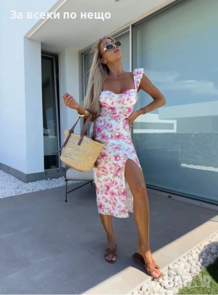 Дамска Лятна Рокля С Флорални Мотиви Код A679, снимка 1