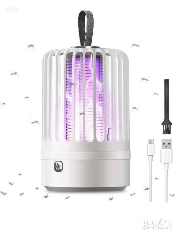 Електрическа лампа за убиване на комари Fly Zapper, 4000mAh USB акумулаторна, снимка 1